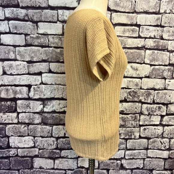 Evan-Picone Beige Knit Short Sleeve Top Size M - Picture 6 of 8
